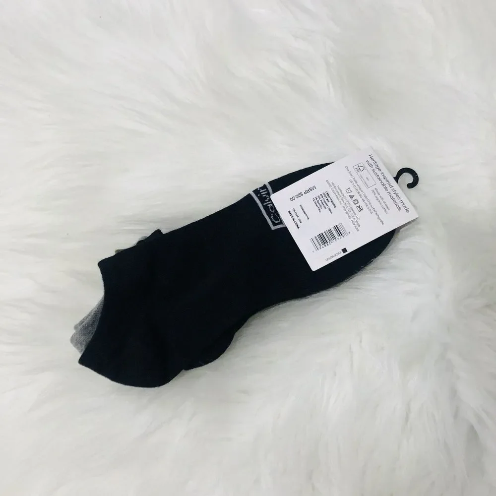 Calvin Klein Mens 3 Pack Reimagined Heritage No Show Socks Grey Black CM21M17008